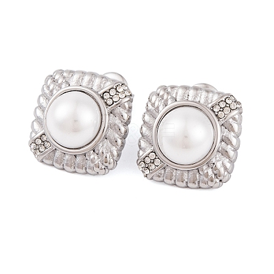 304 Stainless Steel Rhinestone Stud Earrings EJEW-A049-15P-1