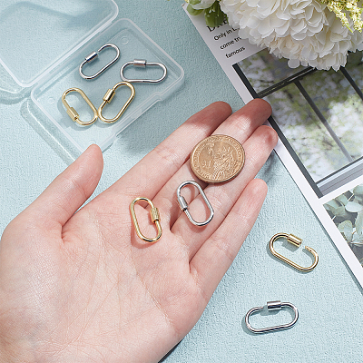 8Pcs 2 Colors Brass Screw Carabiner Lock Charms KK-NB0003-52-1