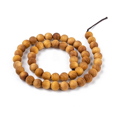 Natural Wood Beads Strand X-WOOD-F006-01-8mm-1