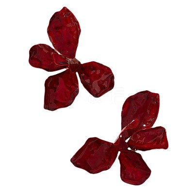 Flower Spray Painted Alloy Stud Earrings FS-WG7186F-01-1