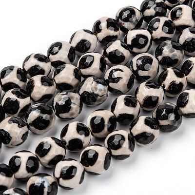 Tibetan Style Turtle Back Pattern dZi Beads G-H1453-1-1