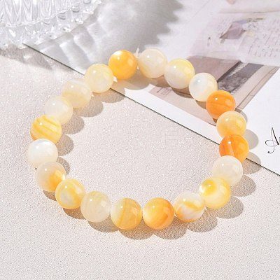9MM Natural Yellow Shell Round Beaded Stretch Bracelets SH-CBACA76-18E-1