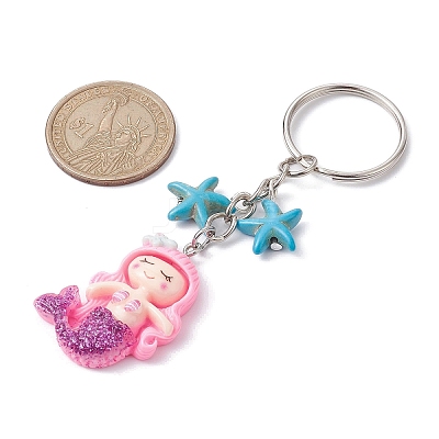 Mermaid Opaque Resin Pendant Keychain KEYC-JKC00624-03-1