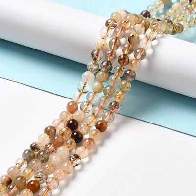 Natural Rutilated Quartz Beads Strands G-B029-B02-02-1