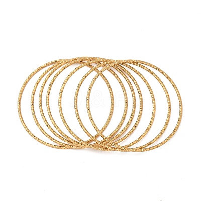 7Pcs PVD Vacuum Plating 304 Stainless Steel Textured Bangles Set for Women BJEW-A011-12D-G-1