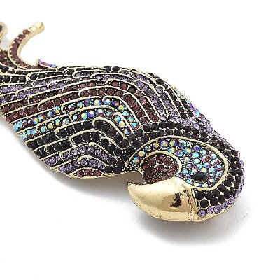 Parrot Alloy Rhinestone Brooches JEWB-Q006-03B-1