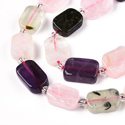 Natural Rose Quartz & Prehnite & Quartz Crystal & Amethyst Beads Strands G-C098-A24-01-1