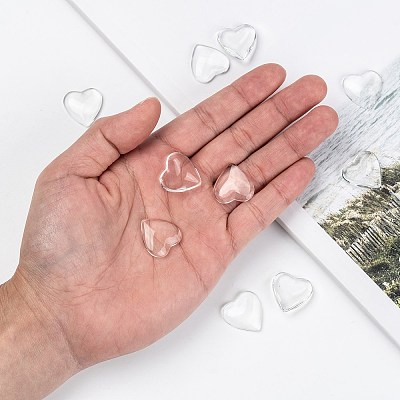 Transparent Glass Heart Cabochons GGLA-R021-20mm-1