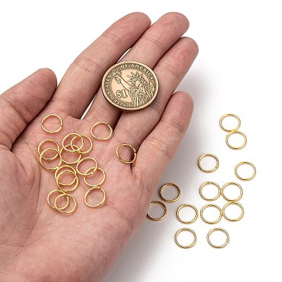 Brass Open Jump Rings KK-M165-10mm-01G-RS-1