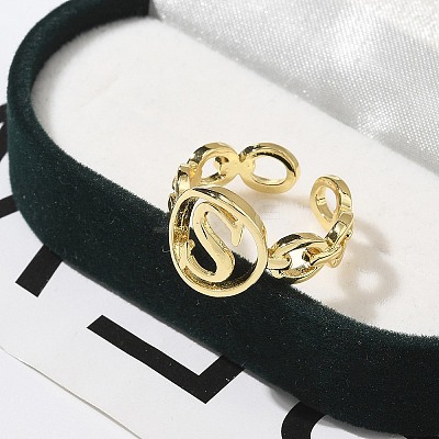 Brass Open Cuff Rings for Women RJEW-K289-01G-S-1