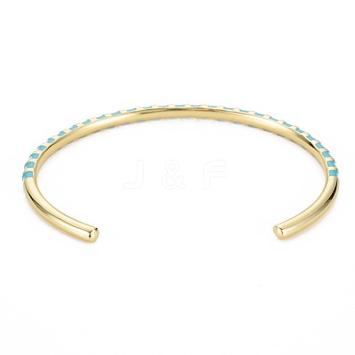Twisted Brass Enamel Cuff Bangle BJEW-T020-02I-NF-1