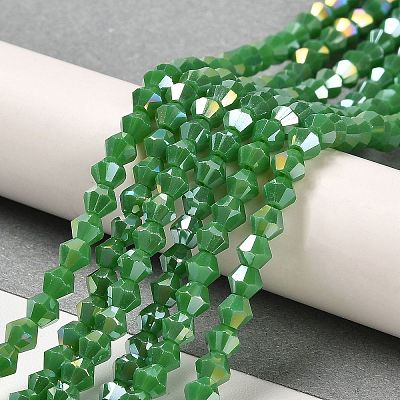 Opaque Solid Color Electroplate Glass Beads Strands GLAA-F029-P4mm-A08-1