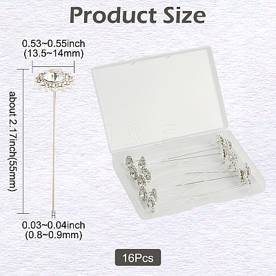 16Pcs Alloy Crystal Rhinestone Head Pins FIND-SP0004-63S-1