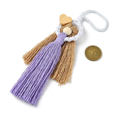 Handmade Macrame Cotton Angel Hanging Ornaments HJEW-JM02711-03-1