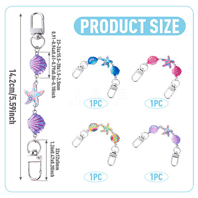 4Pcs 4 Colors Ocean Theme Alloy Enamel Link Purse Strap Extenders AJEW-TA0003-68-1