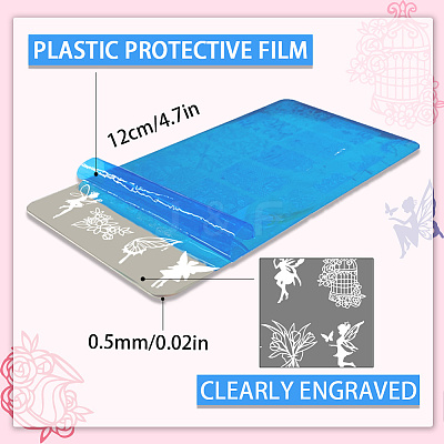 Stainless Steel DIY Nail Art Templates MRMJ-WH0098-015-1