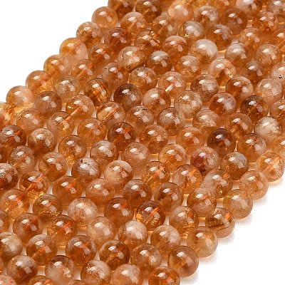 Hearted Natural Citrine Beads Strands G-L663-A02-8mm-1
