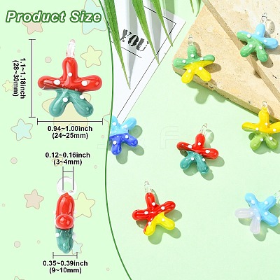 7Pcs 7 Colors Handmade Lampwork Pendants LAMP-CJ0002-75-1