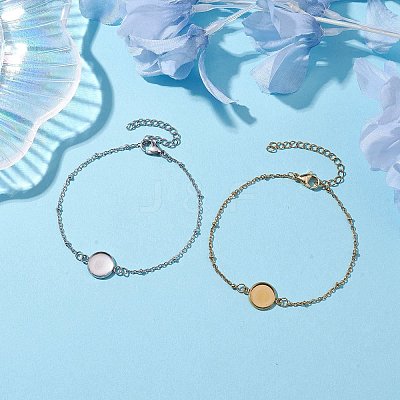 2Pcs 2 Colors 304 Stainless Steel Satellite Chain Bracelet Makings BJEW-JB10587-1