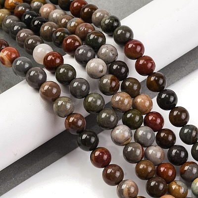 Natural Picture Jasper Beads Strands G-H037-A01-02-1