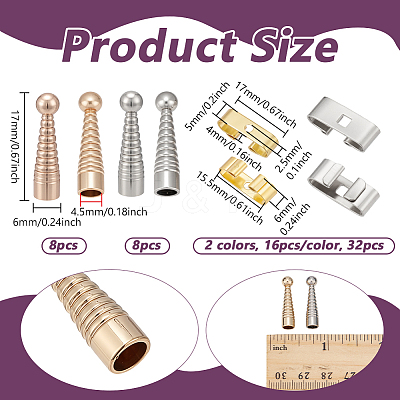 32Pcs 2 Colors Brass Bolo Tie Slide Clasps KK-NB0004-20-1