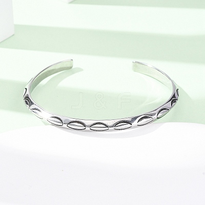 Retro 316 Surgical Stainless Steel Cuff Bangles BJEW-C142-09AS-1
