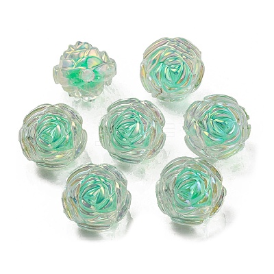 UV Plating Rainbow Iridescent Acrylic Beads OACR-P010-20E-1