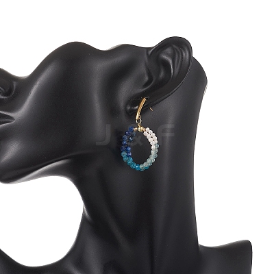 Natural Apatite & Natural Kyanite Faceted Round & Natural Cultured Freshwater Pearl Bead & 304 Stainless Steel Stud Dangle Earrings EJEW-JE07229-01-1