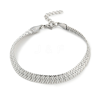 Non-Tarnish 304 Stainless Steel Herringbone Chain Bracelet BJEW-D028-02D-01P-1