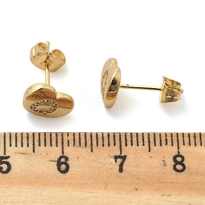 Rack Plating Brass Micro Pave Clear Cubic Zirconia Stud Earrings EJEW-K299-01G-Q-1