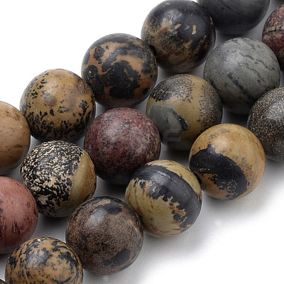 Natural Dendritic Jasper Beads Strands G-S259-10-6mm-1