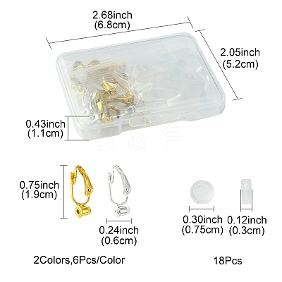 12Pcs 2 Color Brass Clip-on Earring Converters Findings KK-FS0001-31-1