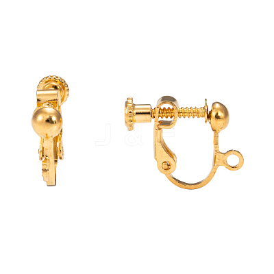 Brass Screw On Clip-on Earring Findings X-KK-L164-01G-1