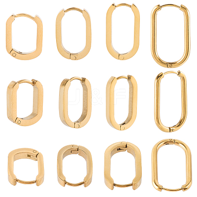 8 Pairs 4 Styles 304 Stainless Steel Huggie Hoop Earrings EJEW-SC0001-76G-1