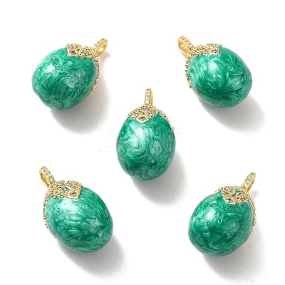 Rack Plating Brass Micro Pave Cubic Zirconia Enamel Pendants KK-M230-10G-1