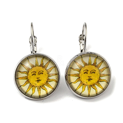 Sun Glass Leverback Earrings with Brass Earring Pins EJEW-Q798-01J-1
