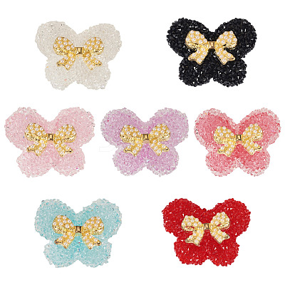7Pcs 7 Colors Opaque Acrylic Beads and Alloy Bowknot SACR-TA0001-52-1