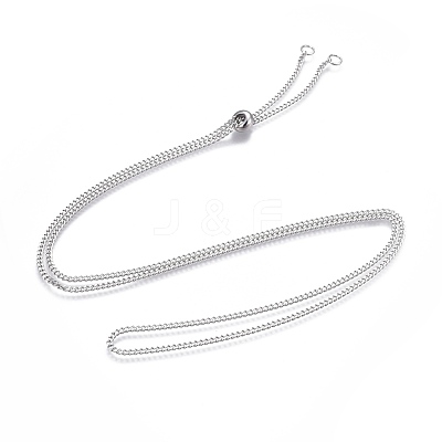 Non-Tarnish Adjustable 201 Stainless Steel Slider Necklaces NJEW-L156-001P-1