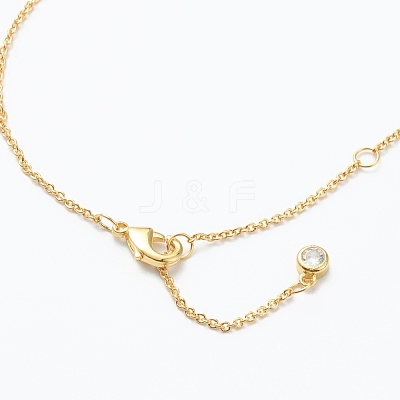 Brass Micro Pave Clear Cubic Zirconia Pendant Necklaces NJEW-J059-01A-1