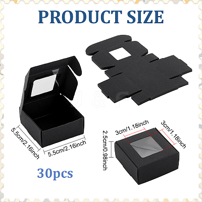 30Pcs Foldable Square Paper Storage Gift Boxes with Visible Window CON-PH0003-62C-1