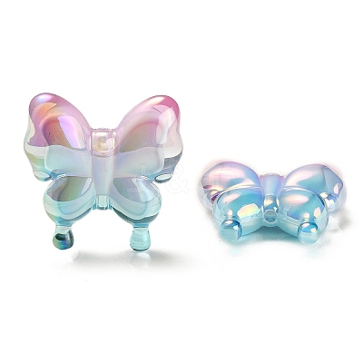 UV Plating Rainbow Iridescent Acrylic Beads OACR-G012-09B-1