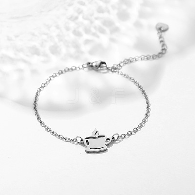 304 Stainless Steel Coffee Cup Link Bracelets WGD403D-01-1