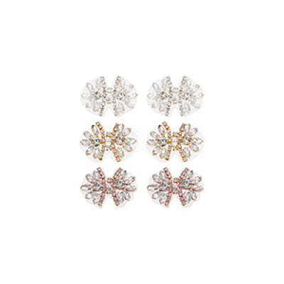 6Pcs 3 Colors Alloy with Glass Rhinestone Bowknot AJEW-NB0006-23-1