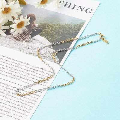 Two Tone 304 Stainless Steel Cable Chains Necklaces NJEW-JN03610-1