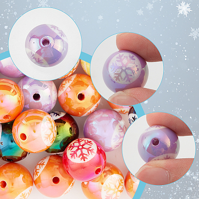 50Pcs UV Plating Opeque Acrylic Beads MACR-SC0001-51B-1