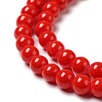 Painted Glass Bead Strands X-DGLA-S071-6mm-49-1