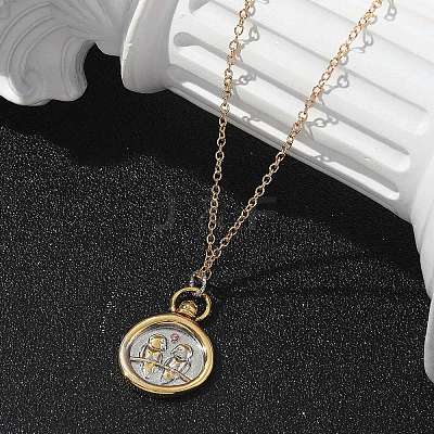 Brass Twelve Constellations Tarot Pendant Necklaces NJEW-Q006-01E-G-1