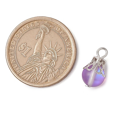 Synthetic Moonstone Round Pendants PALLOY-JF03133-02-1