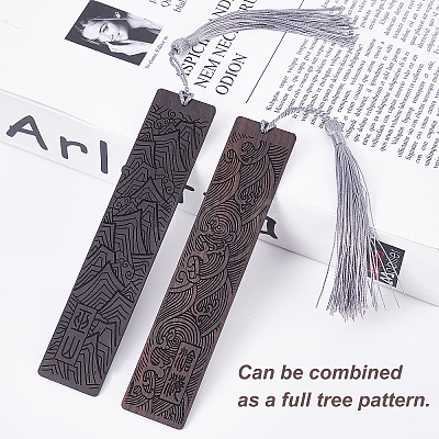 2Pcs 2 Style Blackwood Bookmarks AJEW-PH0001-76-WH-1