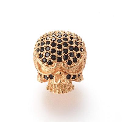 Brass Micro Pave Cubic Zirconia Beads ZIRC-S053-YS040B-4-1